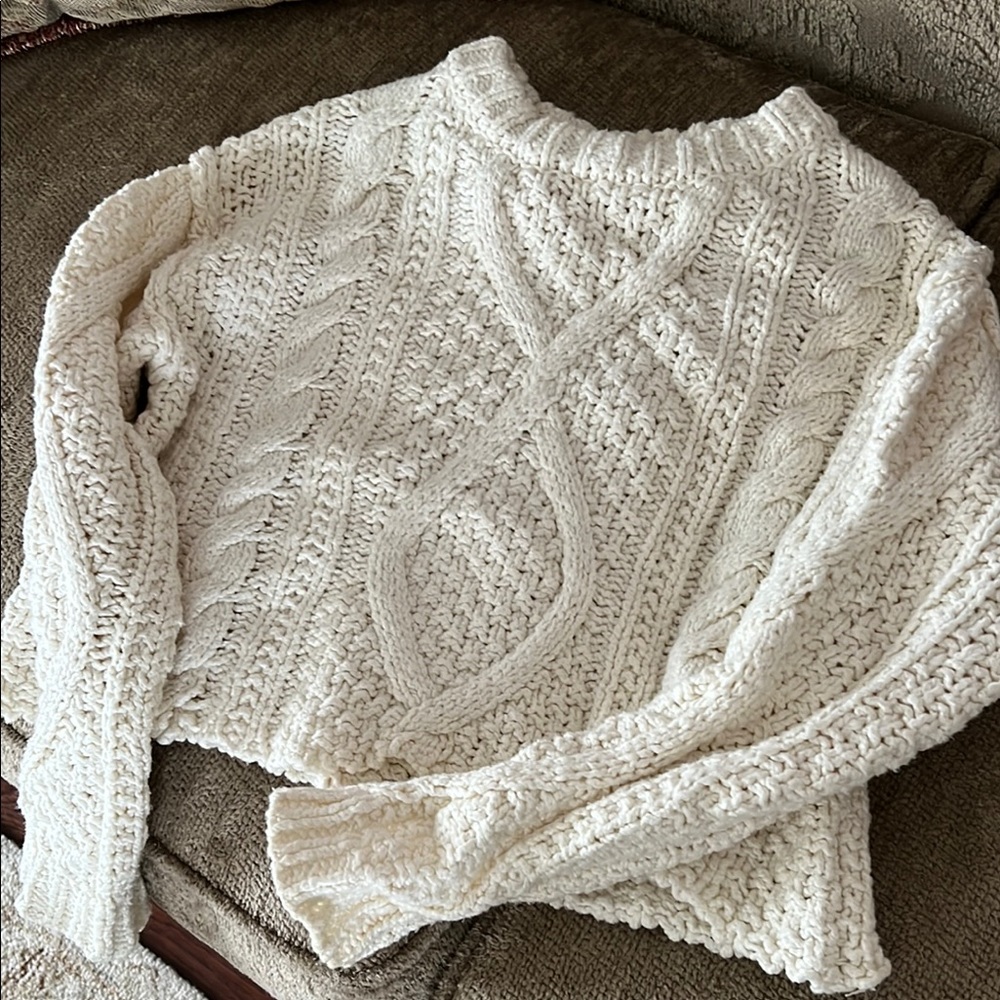 Free People Cable Knit Sweater - Cream